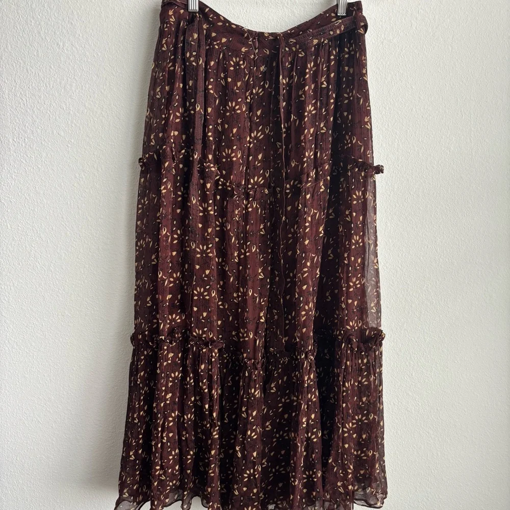 NWT Cleobella Organic Skirt Zadia Block Print Red Cream Floral Lined Maxi M